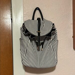 Black and White Striped Backpack